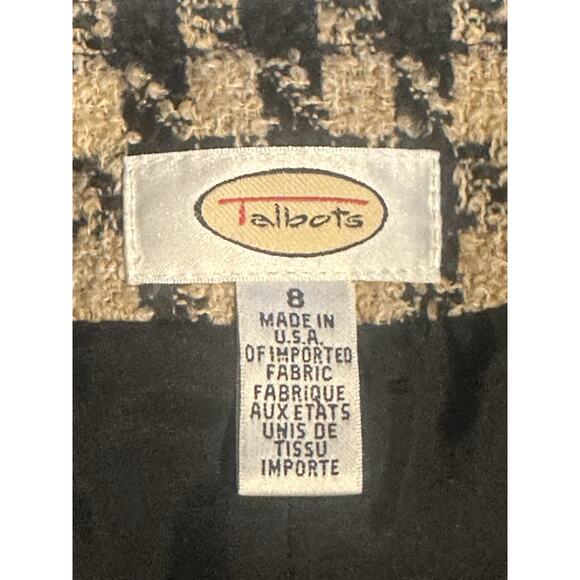 Talbots Houndstooth Tweed Blazer Skirt Set Sz 4 Wool Blend Pockets Zipper Front - Picture 12 of 12